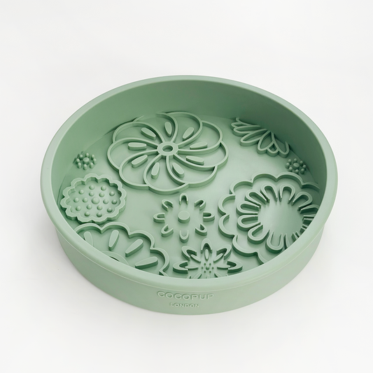 Cocopup London - Silicone Slow Feed Dog Bowl - Sage Flowers