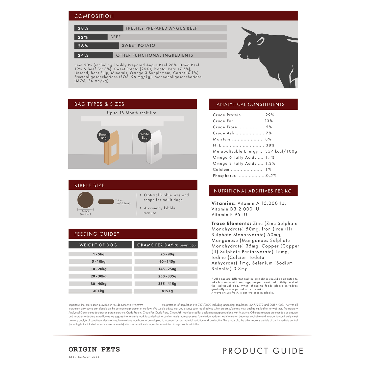 Origin Pets Grain Free Angus Beef with Sweet Potato & Carrot - Working Adult Dog