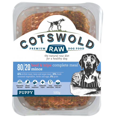 80/20 Puppy Working Puppy Beef and Tripe 500g Mince