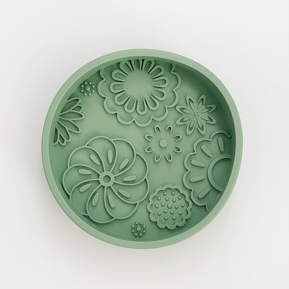 Cocopup London - Silicone Slow Feed Dog Bowl - Sage Flowers