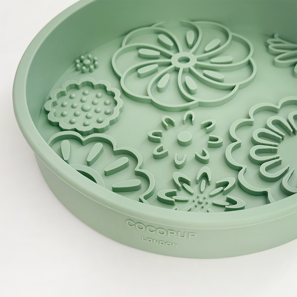 Cocopup London - Silicone Slow Feed Dog Bowl - Sage Flowers