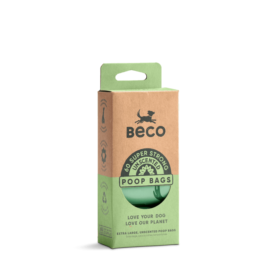 Beco Poop Bags Unscented 60 Pack Big Strong and Leakproof