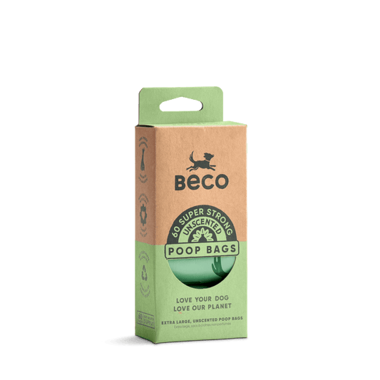 Beco Poop Bags Unscented 60 Pack Big Strong and Leakproof