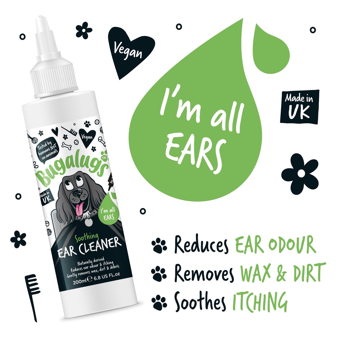 Bugalugs Soothing Ear Cleaner For Dogs 200ml