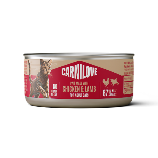 Carnilove Chicken and Lamb can pate cat wet food 100g - new branding