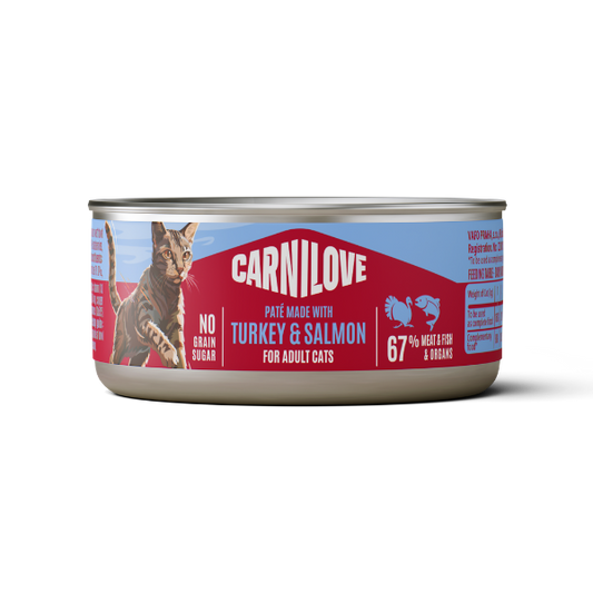 Carnilove Turkey with Salmon can pate cat wet food 100g - new branding