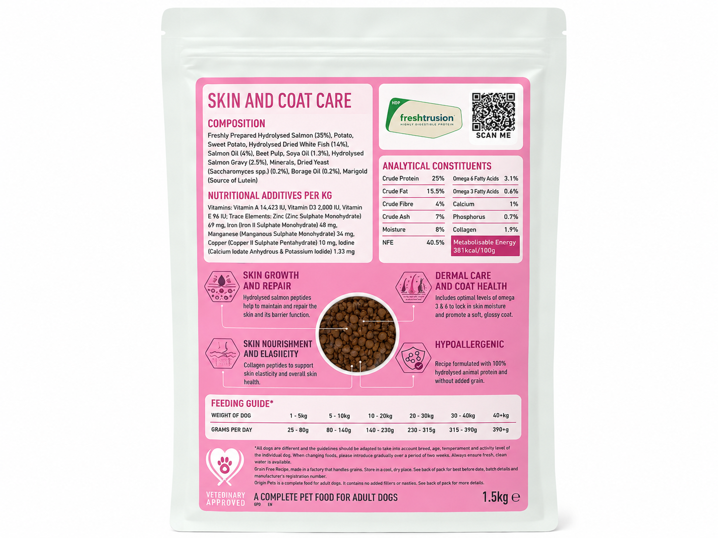 Origin Pets Grain Free Skin & Coat Care Adult Dog Food 1.5kg Origin Pets Longton