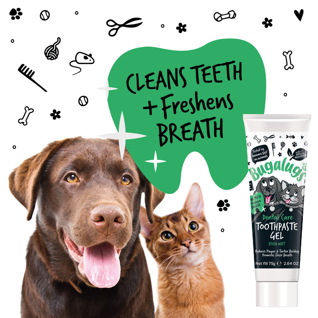 Bugalugs Dental Care Toothpaste Gel with Fresh Mint for Dogs & Cats