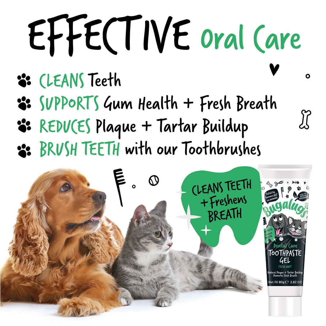 Bugalugs Dental Care Toothpaste Gel with Fresh Mint for Dogs & Cats