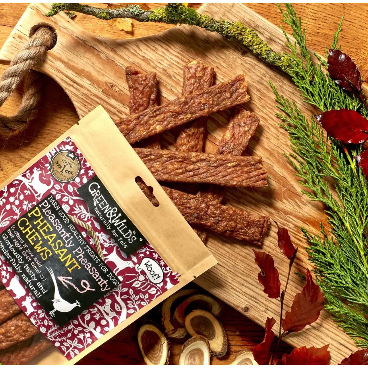 G&W Pleasantly Pheasanty Pheasant Chews 100g Green & Wild's
