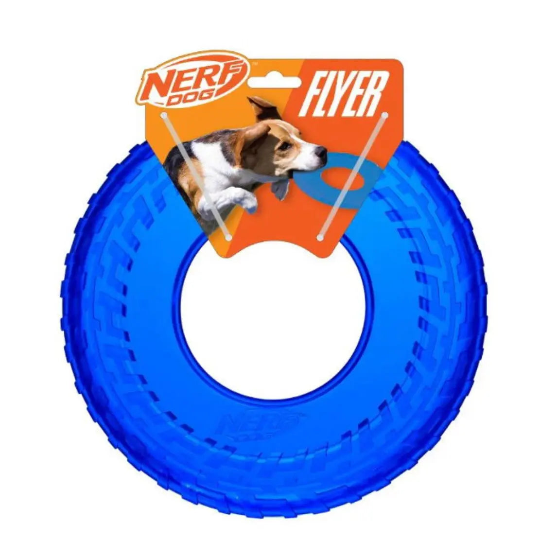 Nerf Dog Translucent Tire Flyer Frisbee 10 Inches Blue Nerf