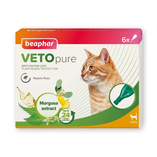 Beaphar VETOpure Spot-On Treatment For Cats 6x Pipettes Beaphar