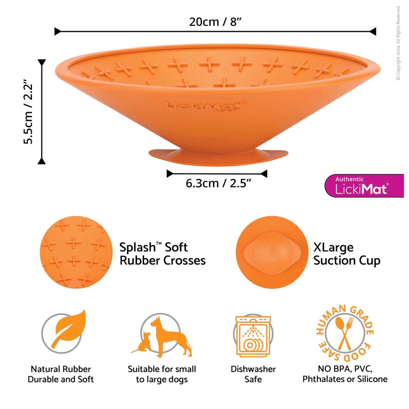 LickiMat Splash Orange 20cm For Dogs