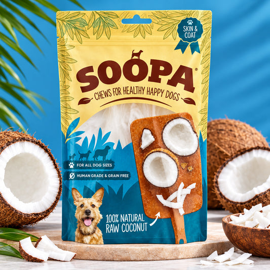 Soopa Skin & Coat Natural Raw Coconut Chews For Dogs 100g