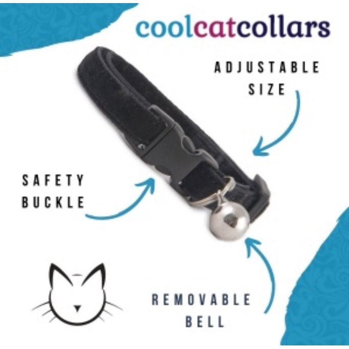 PPI Cat Collar Black Adjustable Velvet Material With Bell Origin Pets Longton