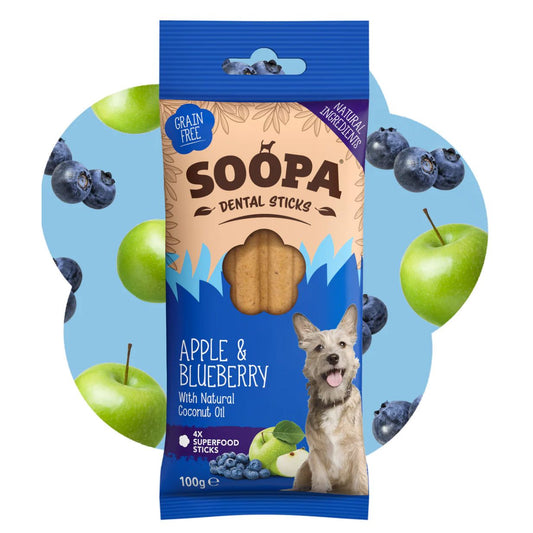 Soopa Apple & Blueberry Dental Sticks 100g Origin Pets Longton