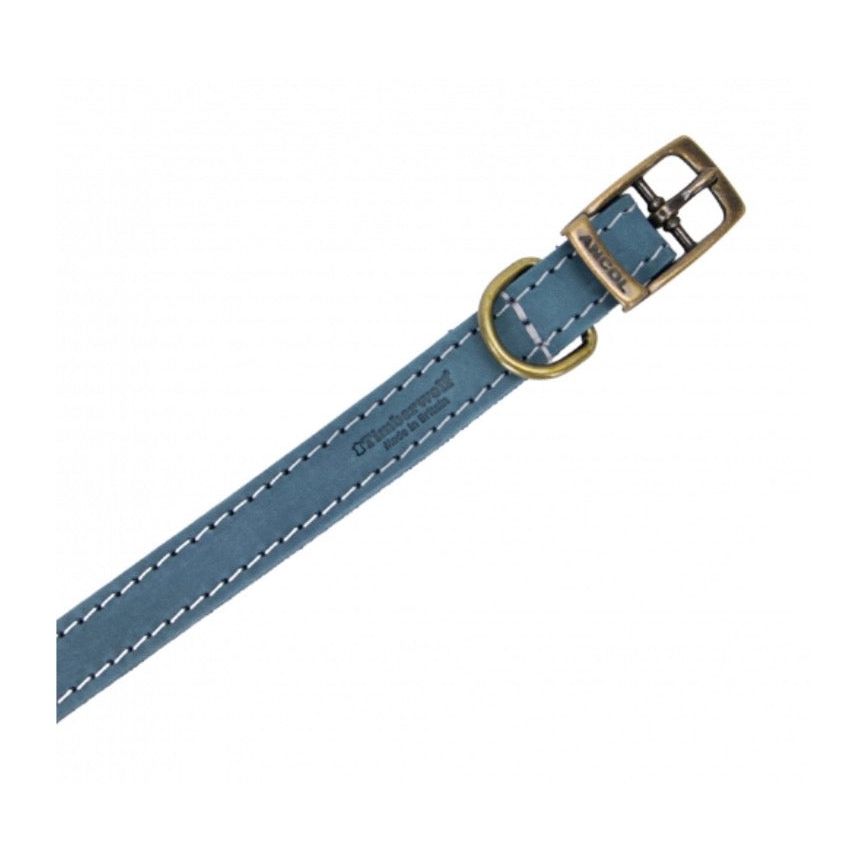Ancol Timberwolf Leather Collar Blue 39-48cm Size 5 Origin Pets Longton