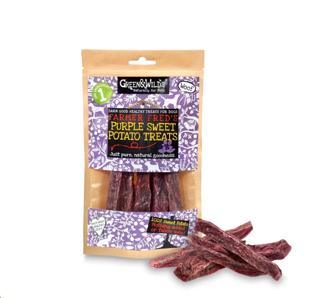 Green & Wilds Purple Sweet Potato Treats For Dogs 100g