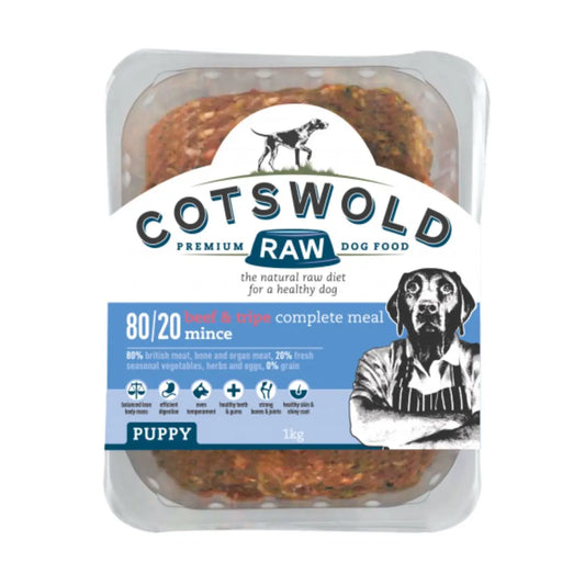 Cotswold 80/20 Raw Puppy Beef And Tripe Mince Dog Food 1kg Origin Pets Longton