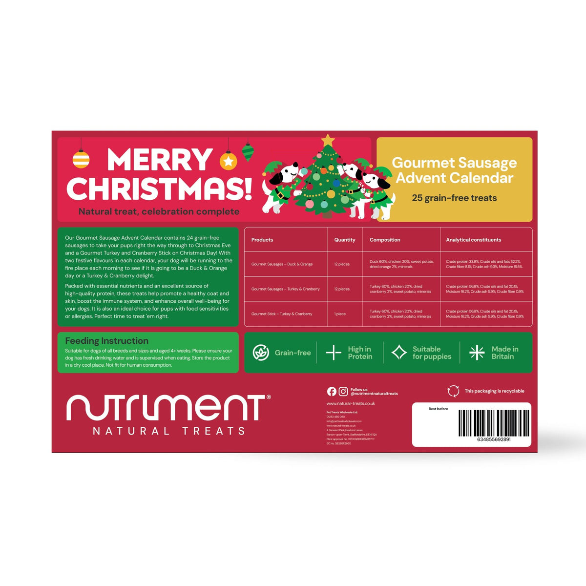 Nutriment Gourmet Sausage Advent Calendar, back of box