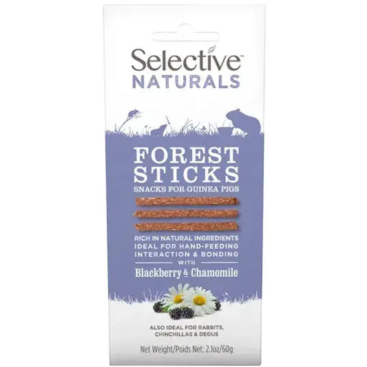 Selective Naturals Forest Sticks For Guinea Pigs, Rabbits And Chinchillas BlackBerry And Chamomile Treat 60g Selective Naturals