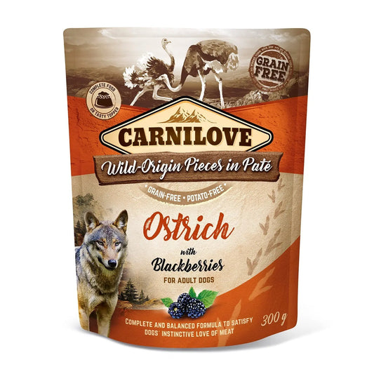 Carnilove Dog Food Pouch - Ostrich with Blackberries - Origin Pets Longton