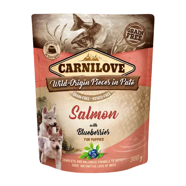 Carnilove Dog Food Pouch - Salmon with Blueberries Puppy - Origin Pets Longton