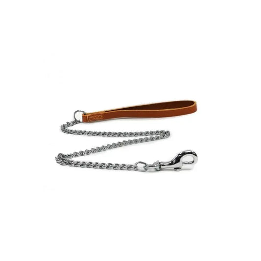 Leather Medium Chain Lead Tan 80cm Ancol
