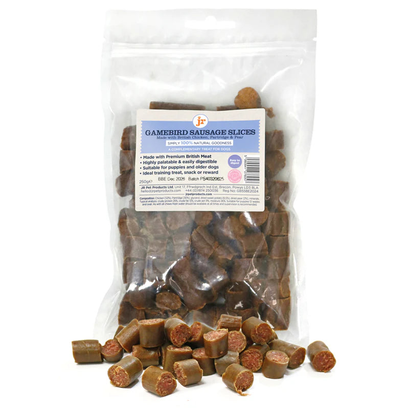 JR Pets Premium Gamebird Sausage Slices 250g Origin Pets Longton
