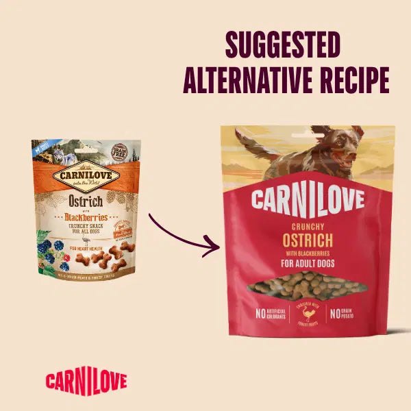 NEW Carnilove Ostrich With Blackberries Crunchy Dog Treats 200g Origin Pets Longton