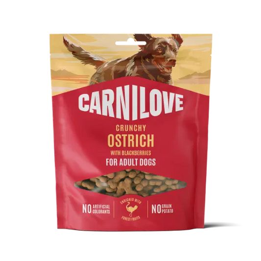 NEW Carnilove Ostrich With Blackberries Crunchy Dog Treats 200g Origin Pets Longton