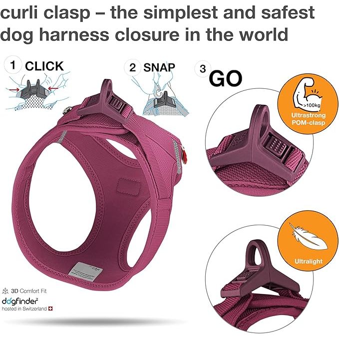 Curli Vest Step In Harness Clasp Air-Mesh Ruby 2XS Origin Pets Longton