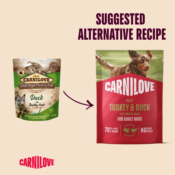 Carnilove NEW Turkey And Duck Adult Dog Pate With Timothy Grass 300g