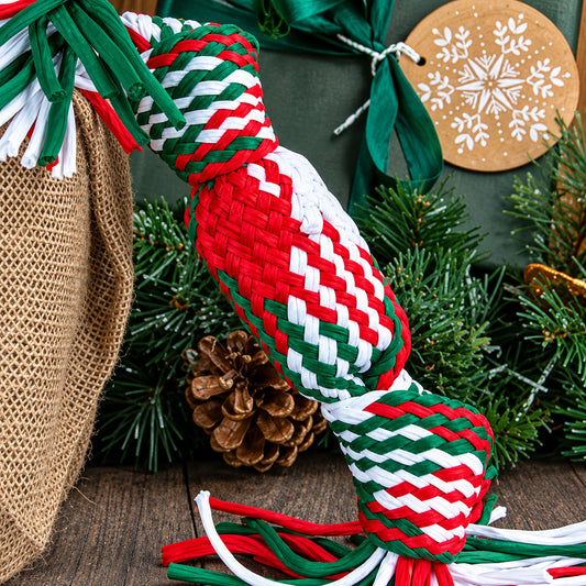 Ancol Squeaky Christmas Cracker Rope Christmas Dog Toy