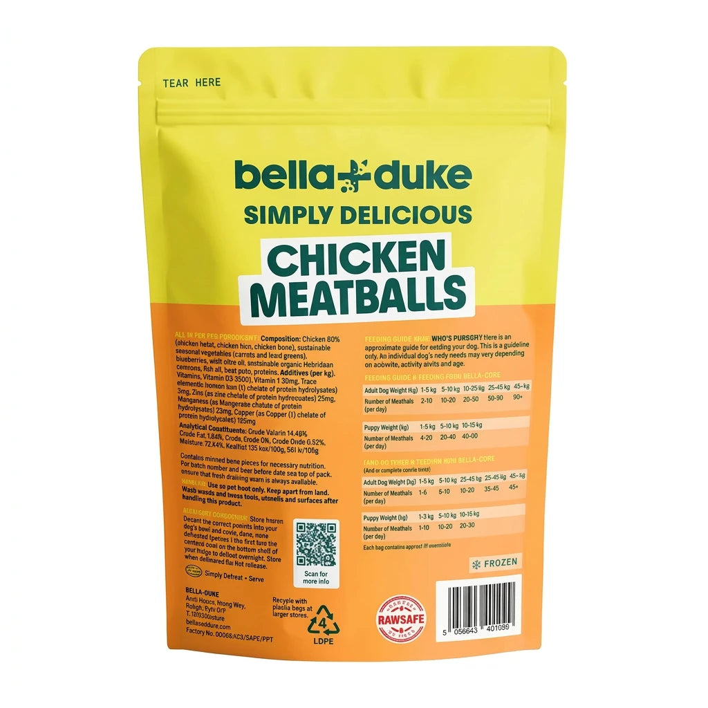 Bella + Duke Chicken Meatballs Complete Raw Dog Food 225g