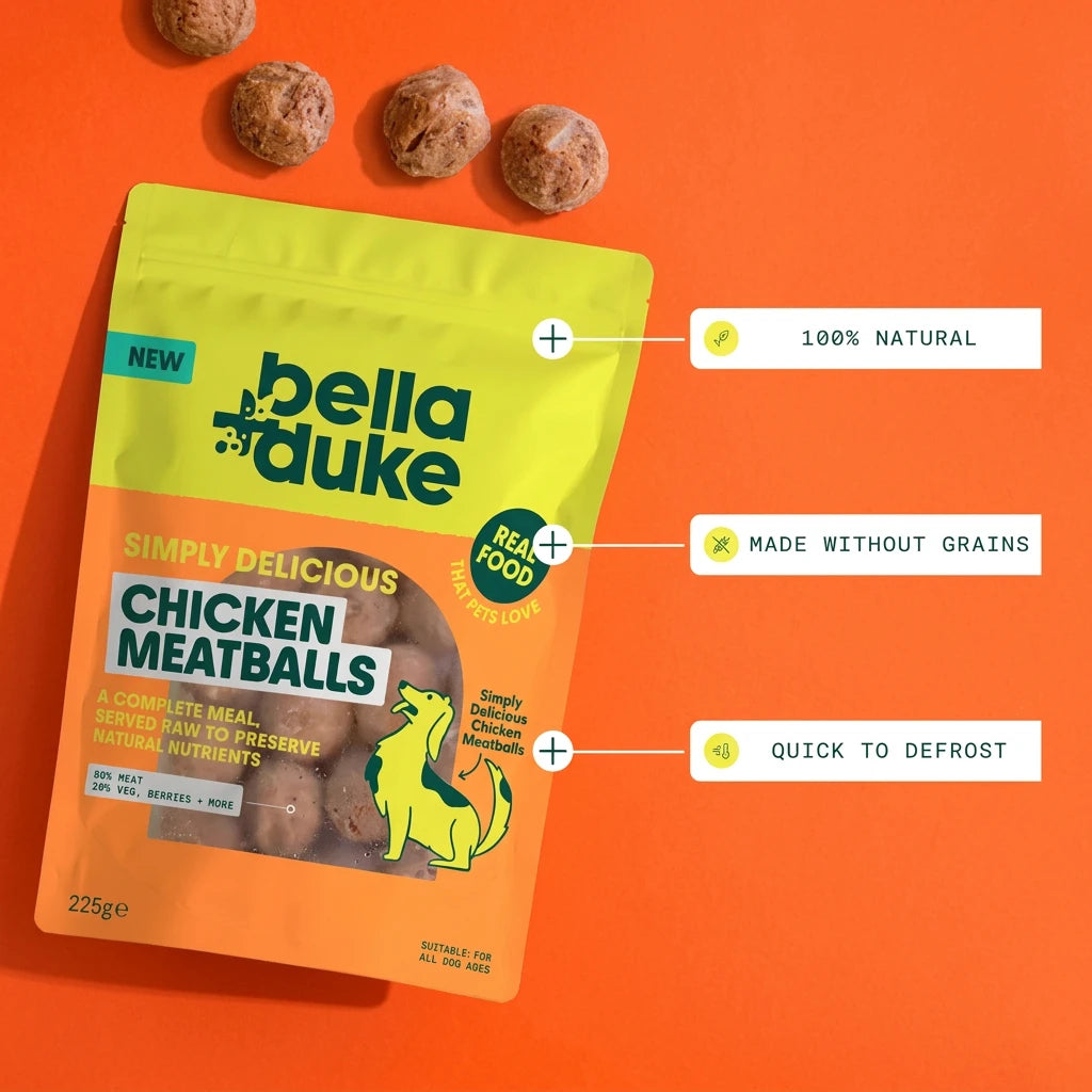 Bella + Duke Chicken Meatballs Complete Raw Dog Food 225g