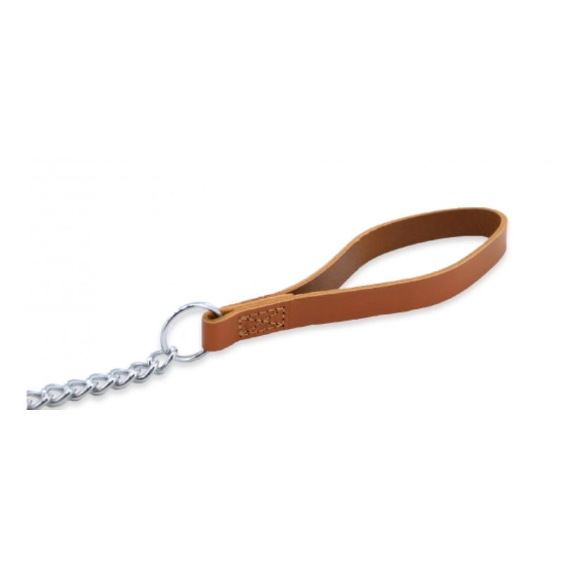 Leather Heavy Chain Lead Tan 80cm