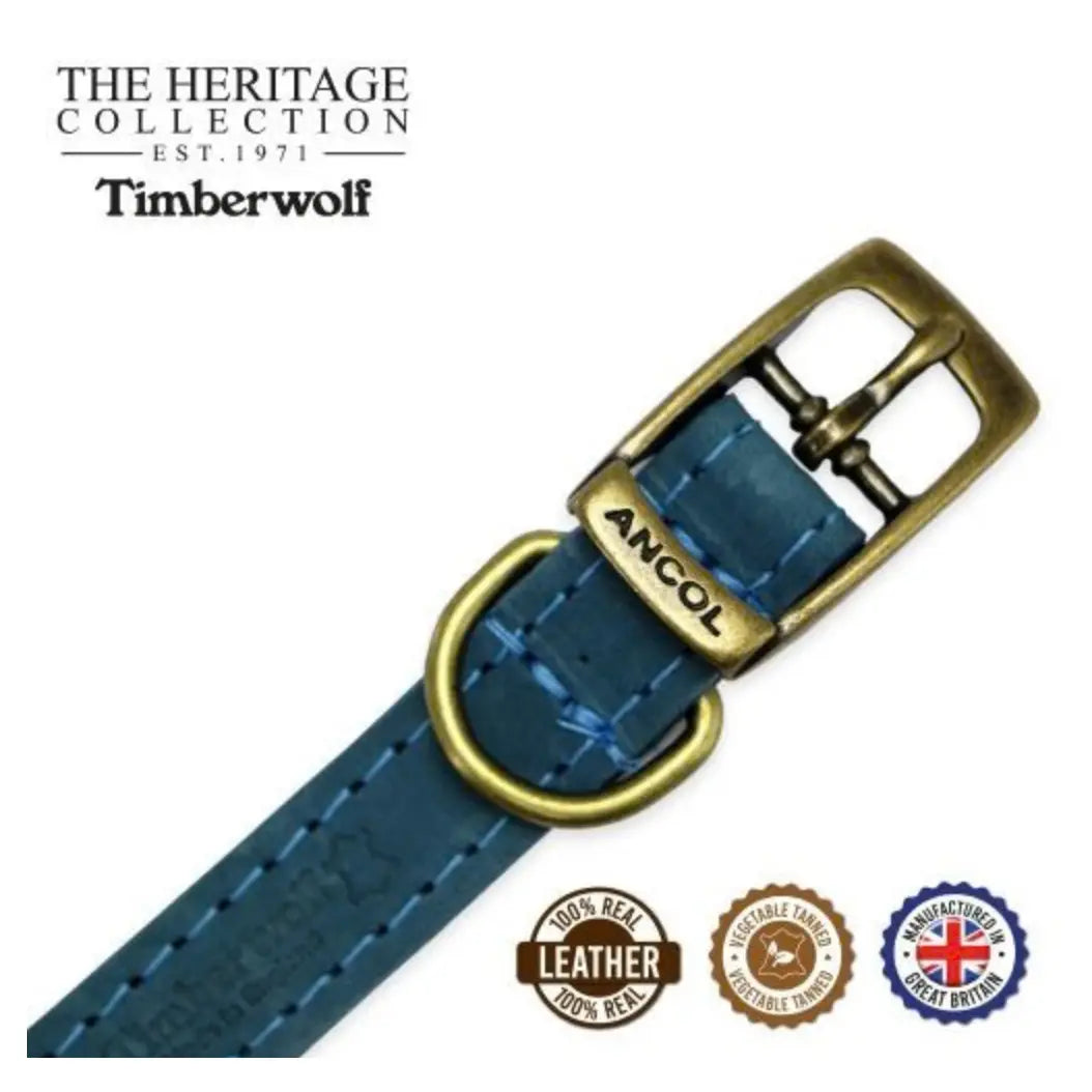 Timberwolf Leather Collar Blue 39-48cm Size 5 Timberwolf
