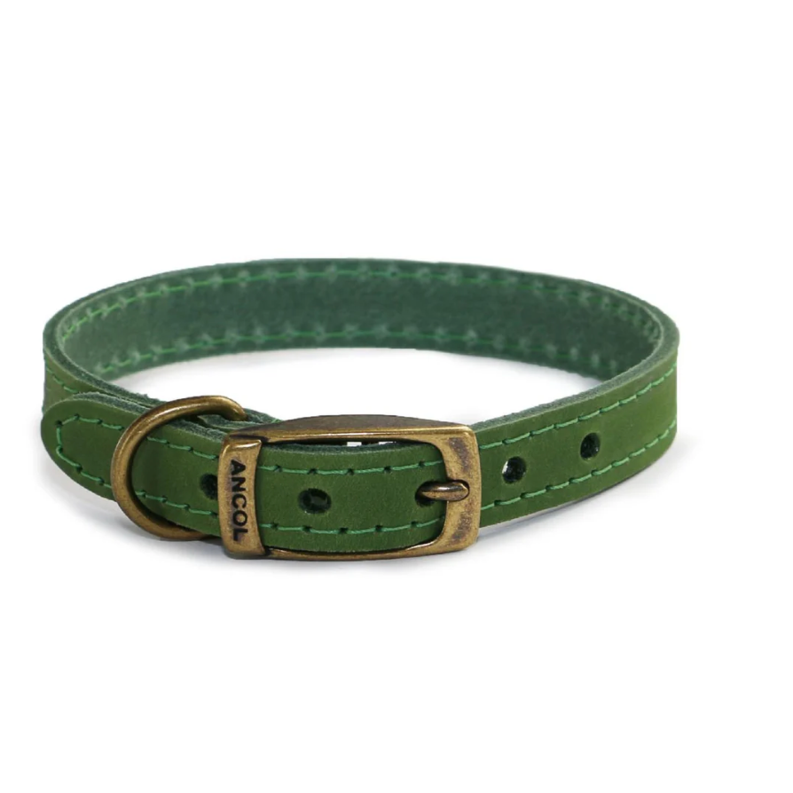 Timberwolf Leather Collar Green 39-48cm Size 5