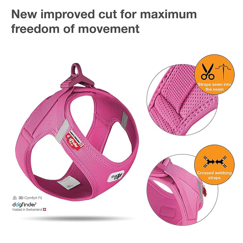 Curli Vest Dog Harness Clasp Air-Mesh Fuchsia - XS