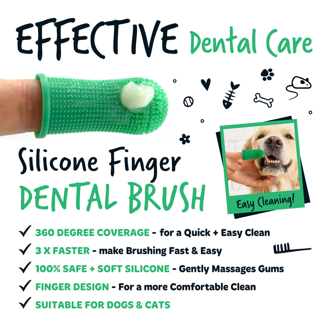 Bugalugs Silicone Finger Dental Care Brushes for Dogs & Cats
