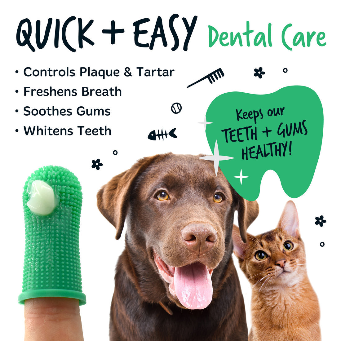 Bugalugs Silicone Finger Dental Care Brushes for Dogs & Cats