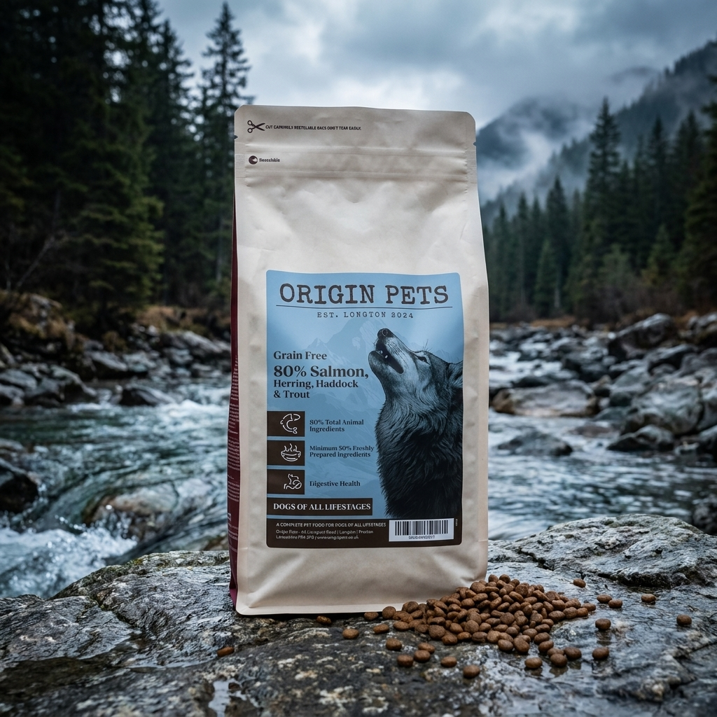 Origin Pets Wilderness 80 Grain Free Dog Food - Salmon, Herring, Haddock & Trout
