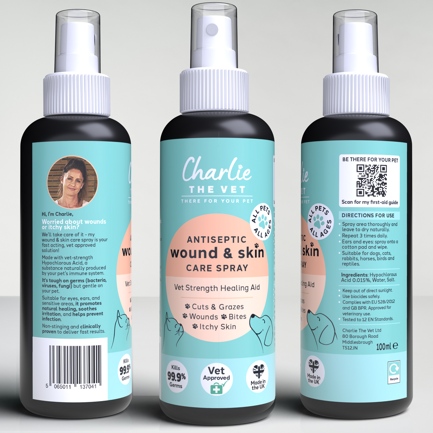 Charlie the Vet Wound & Skin Care Spray 100ml