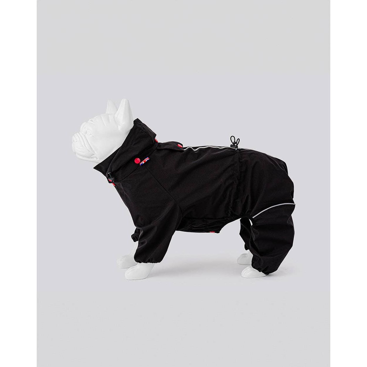 Reflective Hooded Dog Overalls - Black