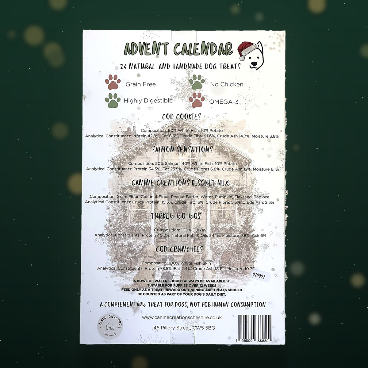 Canine Creations Cheshire Dog Advent Calendar - 24 Days of Christmas Treats