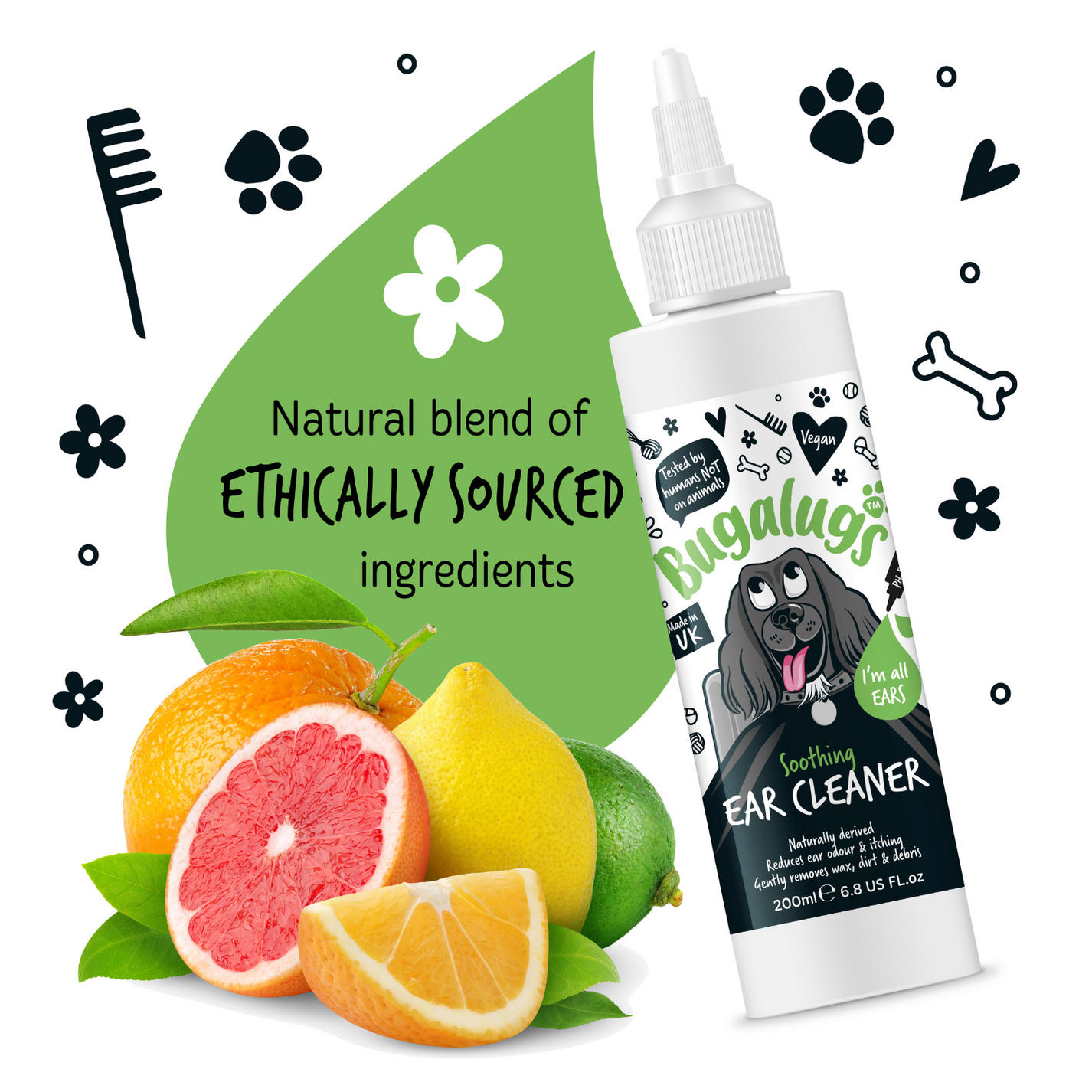 Bugalugs Soothing Ear Cleaner For Dogs 200ml