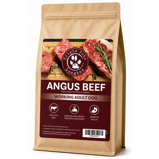 Origin Pets Grain Free Angus Beef with Sweet Potato & Carrot dog food pack