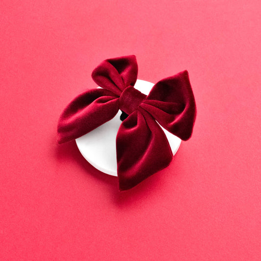 Cocopup London - Luxe Velvet Sailor Bow Tie - Berry Red