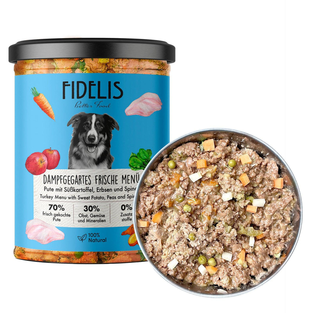 Fidelis Turkey with Sweet Potato, Peas and Spinach Dog Food - 400g